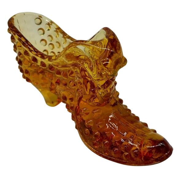 Fenton Glass Shoe Figurine - Yellow - Picture 1 of 2